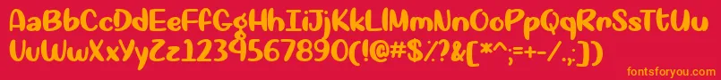 フォントOkay Again   – 赤い背景にオレンジの文字