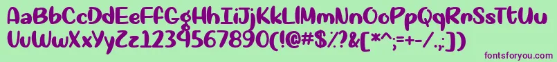 Okay Again  -fontti – violetit fontit vihreällä taustalla