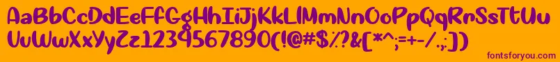 Okay Again  -fontti – violetit fontit oranssilla taustalla
