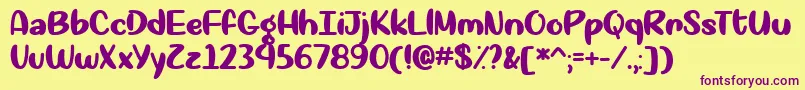Okay Again  -fontti – violetit fontit keltaisella taustalla