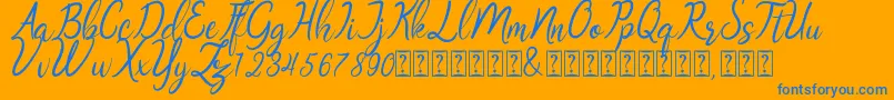 Oklahoma script demo Font – Blue Fonts on Orange Background