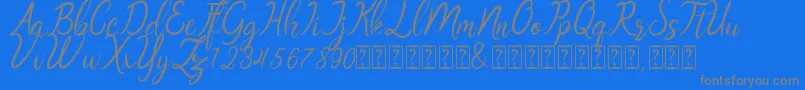 Oklahoma script demo-Schriftart – Graue Schriften auf blauem Hintergrund