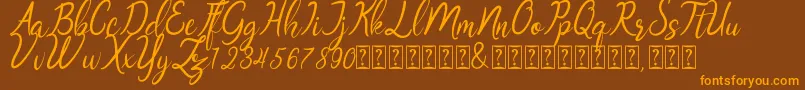 Oklahoma script demo Font – Orange Fonts on Brown Background