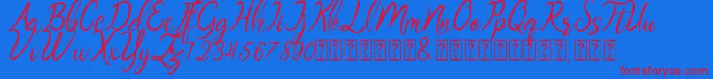 Oklahoma script demo Font – Red Fonts on Blue Background