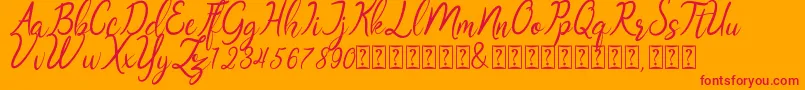 Oklahoma script demo Font – Red Fonts on Orange Background