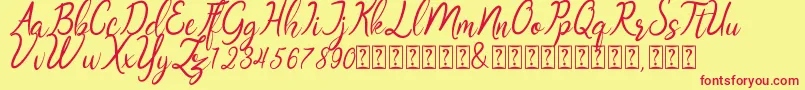 Oklahoma script demo Font – Red Fonts on Yellow Background