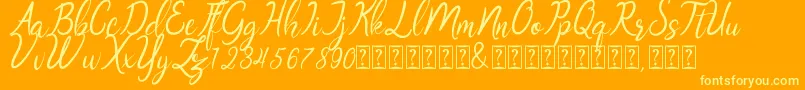 Oklahoma script demo Font – Yellow Fonts on Orange Background