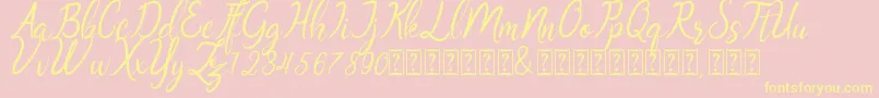 Oklahoma script demo Font – Yellow Fonts on Pink Background