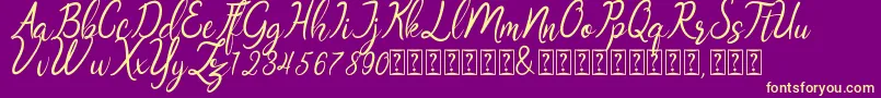 Oklahoma script demo Font – Yellow Fonts on Purple Background