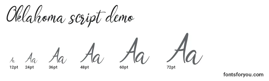 Размеры шрифта Oklahoma script demo