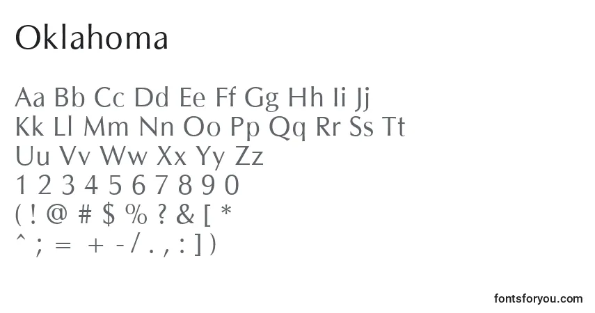 Schriftart Oklahoma (135966) – Alphabet, Zahlen, spezielle Symbole