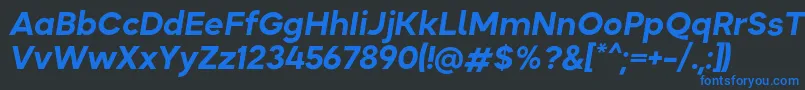 フォントOkta BoldItalic – 黒い背景に青い文字