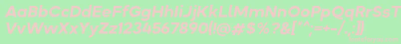Okta BoldItalic-fontti – vaaleanpunaiset fontit vihreällä taustalla