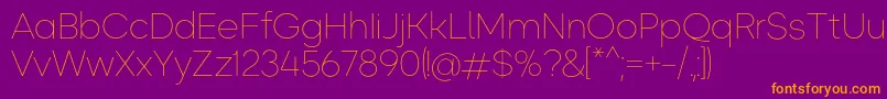 Okta ExtraLight Font – Orange Fonts on Purple Background