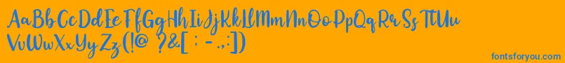 Okuland Demo-Schriftart – Blaue Schriften auf orangefarbenem Hintergrund