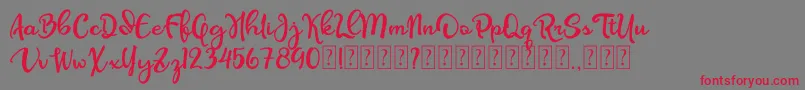 Olcigatte DEMO-Schriftart – Rote Schriften auf grauem Hintergrund