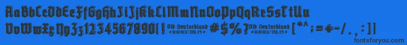 Old Deutschland Font – Black Fonts on Blue Background