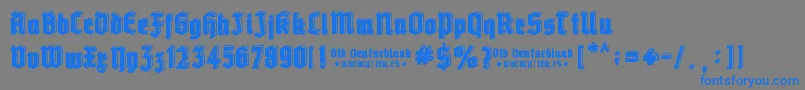 Old Deutschland-Schriftart – Blaue Schriften auf grauem Hintergrund