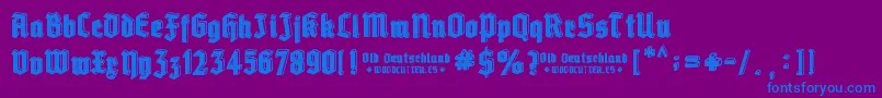 Old Deutschland Font – Blue Fonts on Purple Background