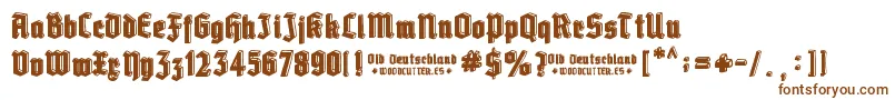 Old Deutschland-Schriftart – Braune Schriften auf weißem Hintergrund