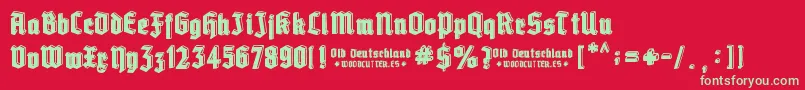 Old Deutschland Font – Green Fonts on Red Background