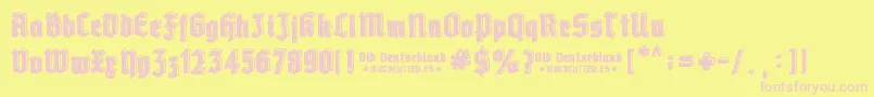 Old Deutschland Font – Pink Fonts on Yellow Background