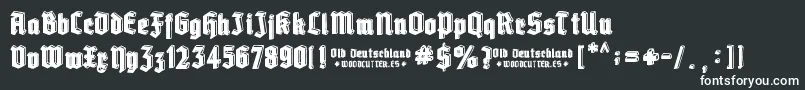 Old Deutschland-Schriftart – Weiße Schriften auf schwarzem Hintergrund