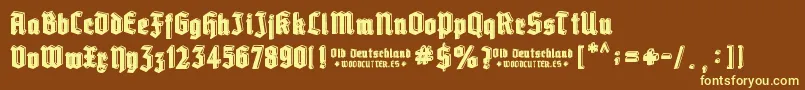 Czcionka Old Deutschland – żółte czcionki na brązowym tle