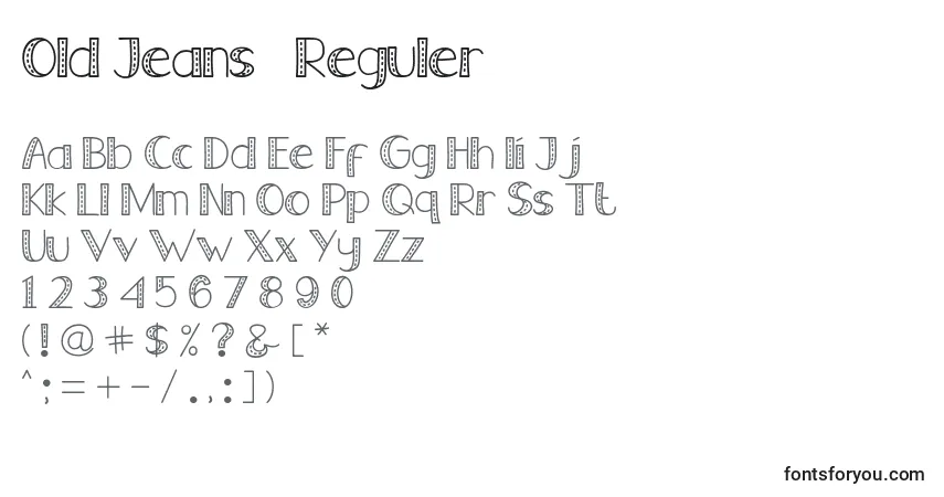 A fonte Old Jeans   Reguler – alfabeto, números, caracteres especiais