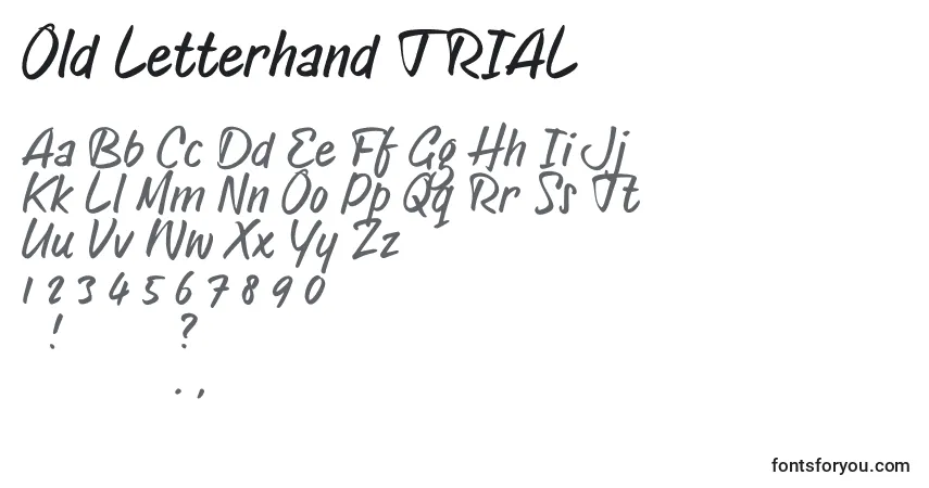 A fonte Old Letterhand TRIAL – alfabeto, números, caracteres especiais