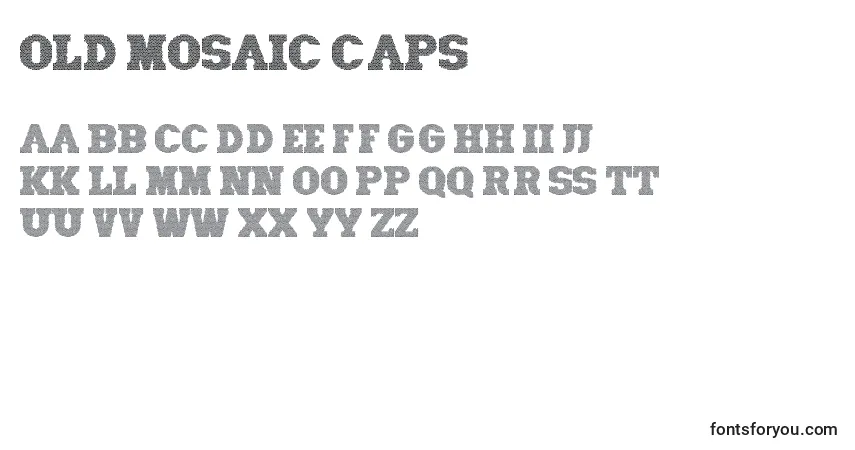 Czcionka Old Mosaic CAPS – alfabet, cyfry, specjalne znaki