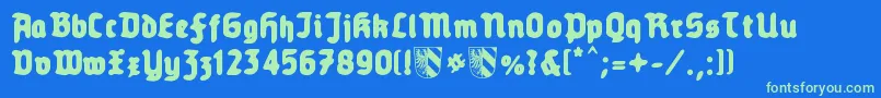 Old Nuremberg Font – Green Fonts on Blue Background