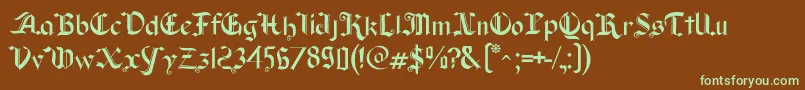 Old Wise Lord-fontti – vihreät fontit ruskealla taustalla