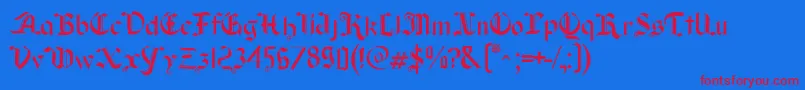 フォントOld Wise Lord – 赤い文字の青い背景