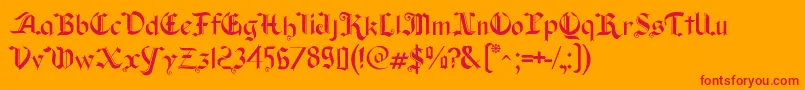 フォントOld Wise Lord – オレンジの背景に赤い文字
