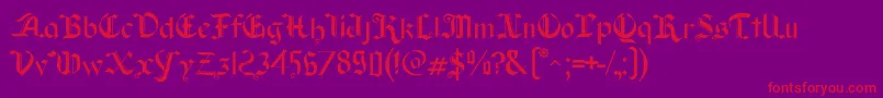 Czcionka Old Wise Lord – czerwone czcionki na fioletowym tle