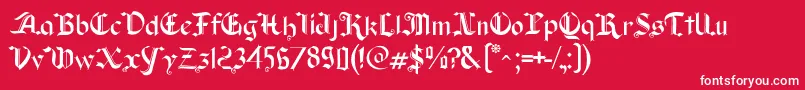 Czcionka Old Wise Lord – białe czcionki na czerwonym tle