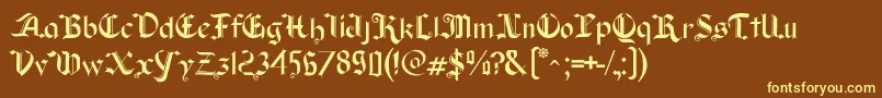 Old Wise Lord-fontti – keltaiset fontit ruskealla taustalla
