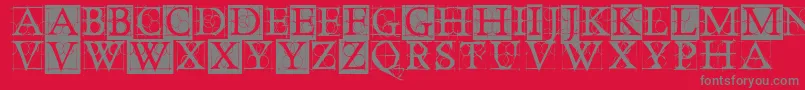 OldConstructedCaps-Schriftart – Graue Schriften auf rotem Hintergrund