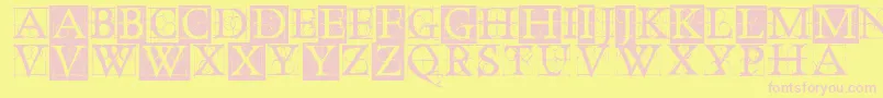 OldConstructedCaps Font – Pink Fonts on Yellow Background