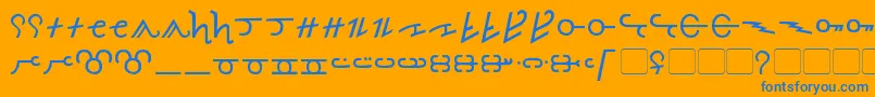 Olde Thorass Font – Blue Fonts on Orange Background