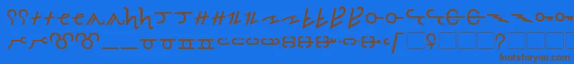 Olde Thorass-Schriftart – Braune Schriften auf blauem Hintergrund