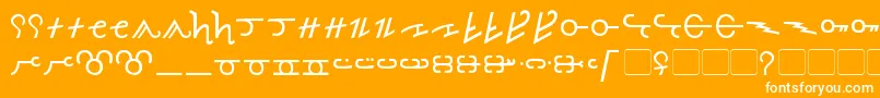 Olde Thorass-Schriftart – Weiße Schriften auf orangefarbenem Hintergrund