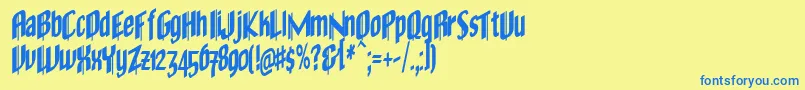 フォントOldec    – 青い文字が黄色の背景にあります。