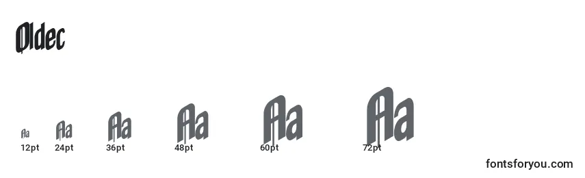 Размеры шрифта Oldec    (135986)