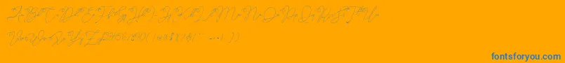 Older Historica-Schriftart – Blaue Schriften auf orangefarbenem Hintergrund