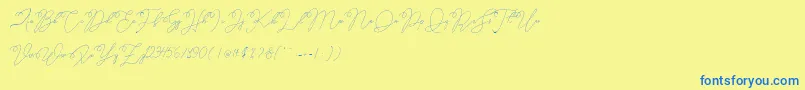 Older Historica Font – Blue Fonts on Yellow Background