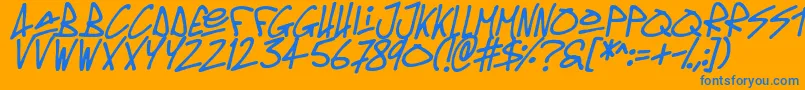 fuente Oldschool Tag Italic – Fuentes Azules Sobre Fondo Naranja