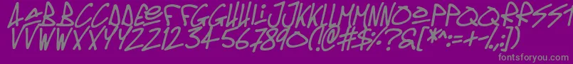 Oldschool Tag Italic-fontti – harmaat kirjasimet violetilla taustalla