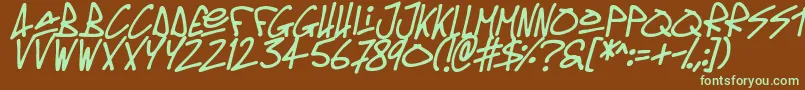 Oldschool Tag Italic-fontti – vihreät fontit ruskealla taustalla